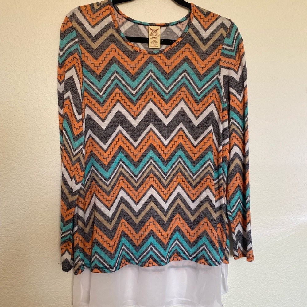 Chevron long sleeve blouse